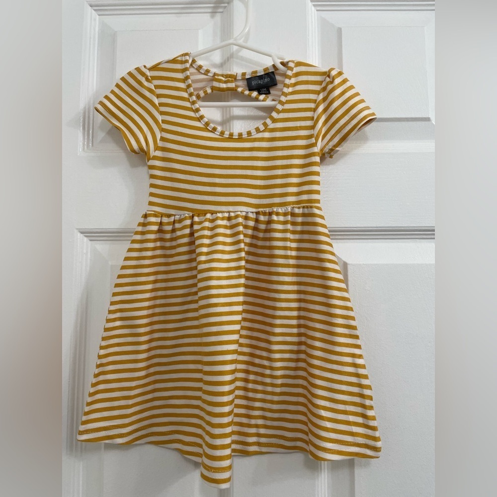 Picapino Girls Striped Yellow Sun Dress Size 18 Months
